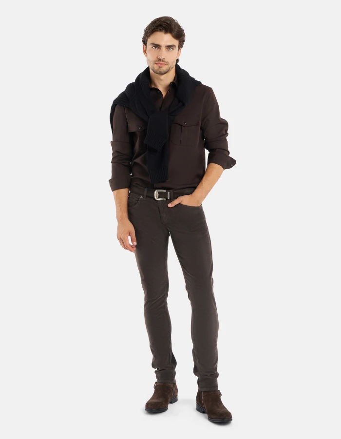 Pantaloni George skinny in velluto a coste