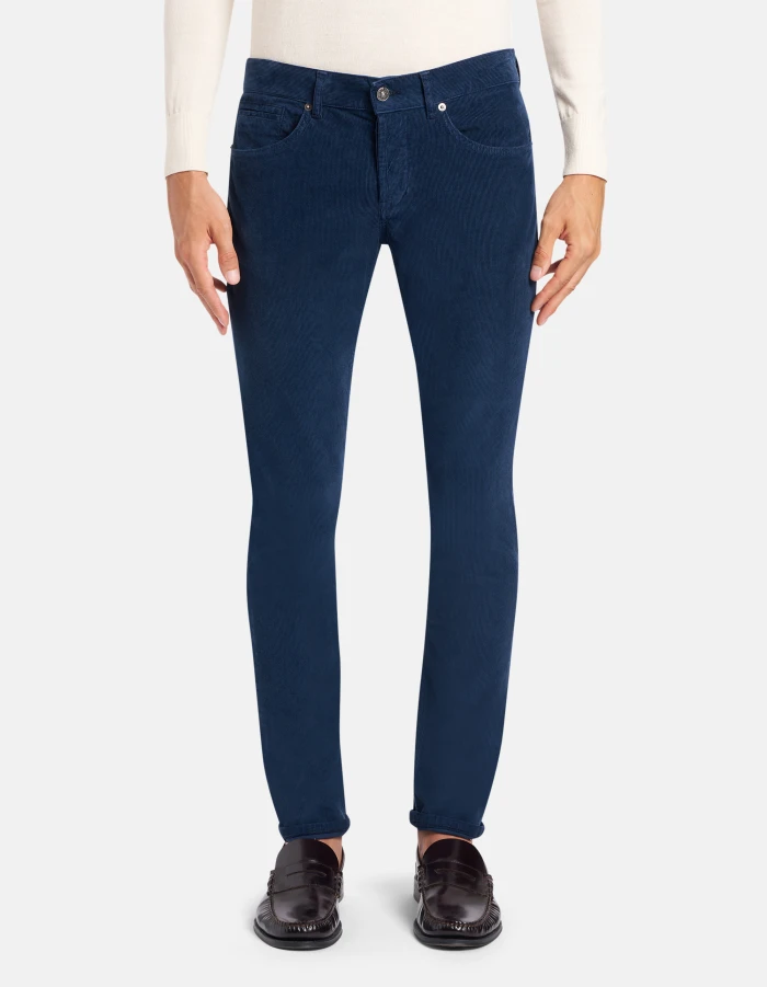 Pantaloni George skinny in velluto a coste