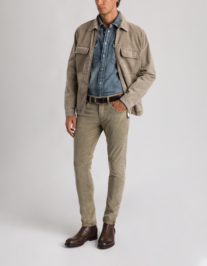 George skinny-fit trousers in stretch velvet