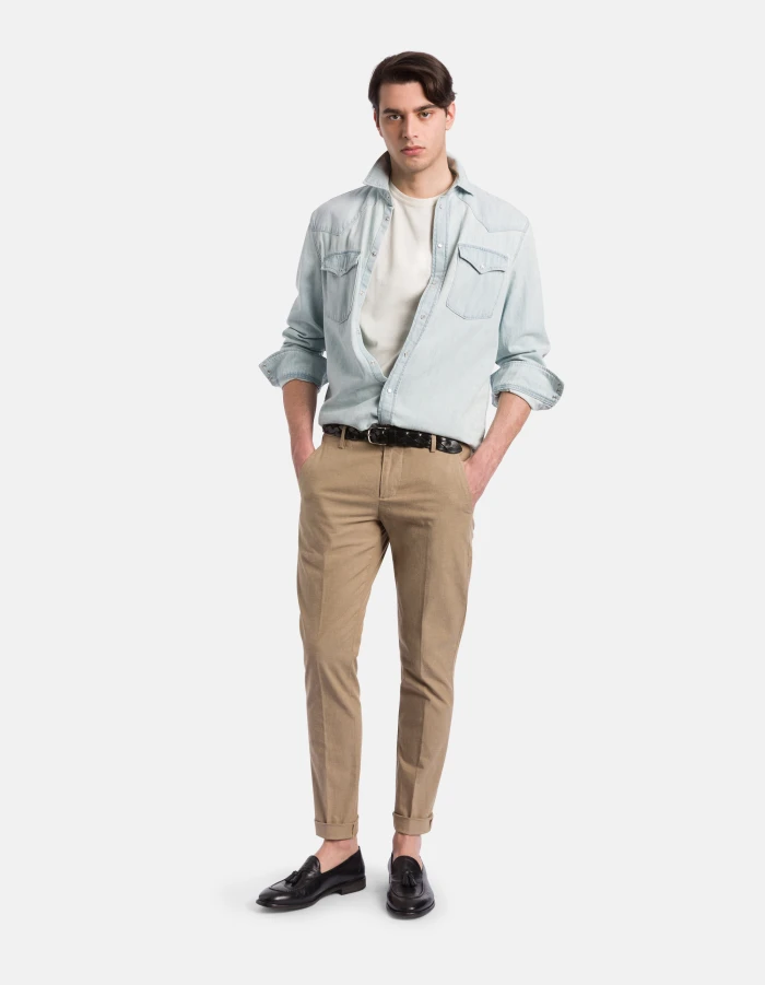 Gaubert slim-fit yarn-dyed cotton trousers