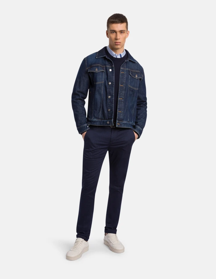 Gaubert slim-fit herringbone cotton-weave trousers