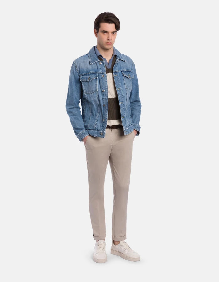 Gaubert slim-fit trousers in cotton poplin and nylon