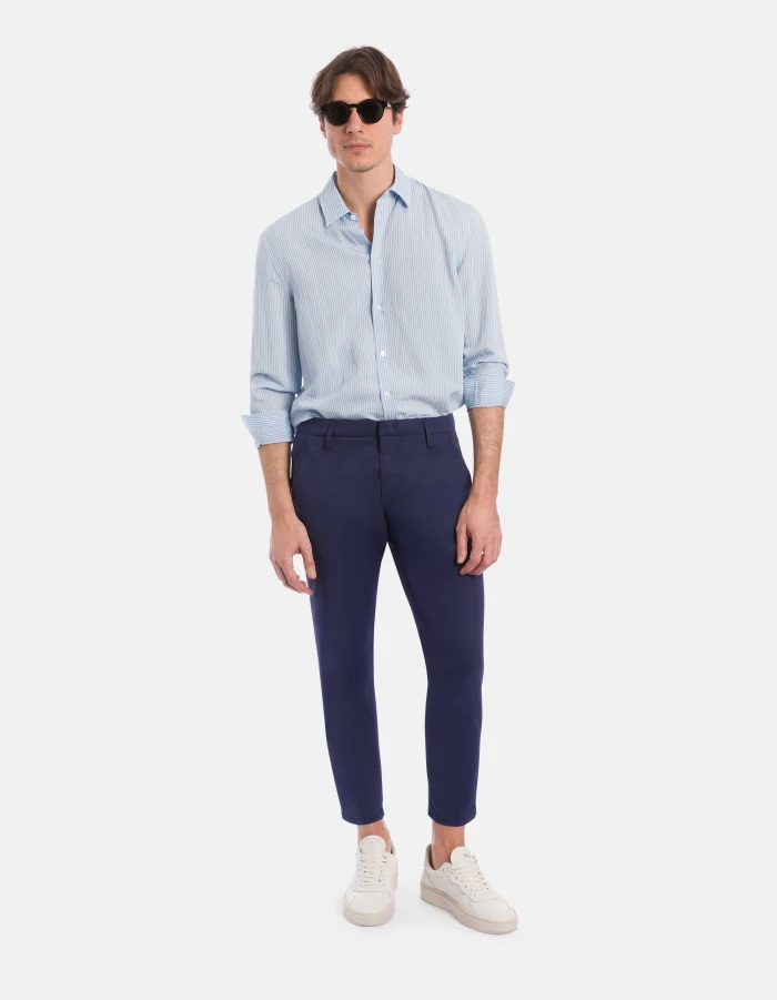 Alfredo slim-fit trousers in cotton poplin and nylon