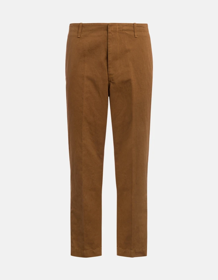 Zyan carrot-cut trousers in plain-weave cotton and linen