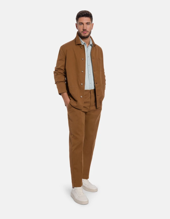 Zyan carrot-cut trousers in plain-weave cotton and linen