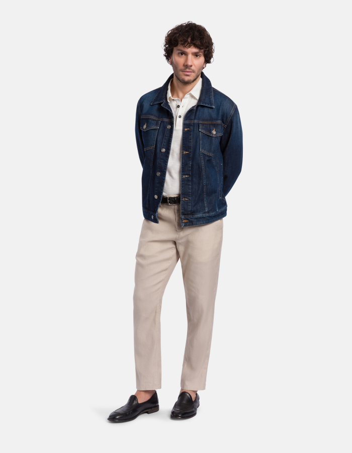 Pantaloni Pablo regular in gabardina lino e cotone