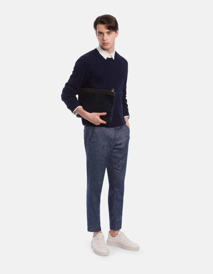 Pablo regular-fit trousers in linen and cotton gabardine