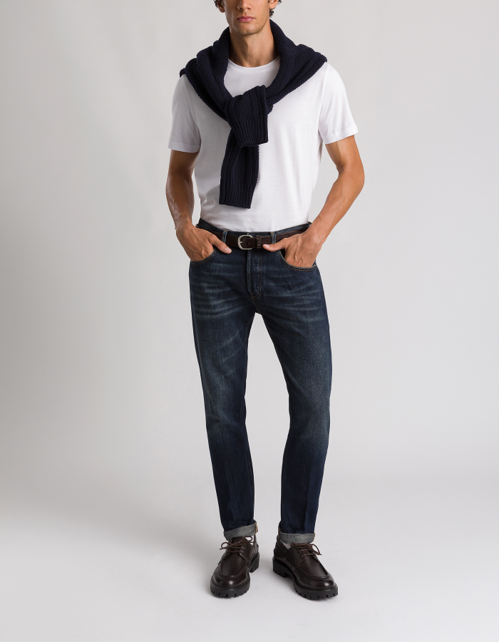 Icon slim-fit jeans in rigid denim made from cotton and lyocell