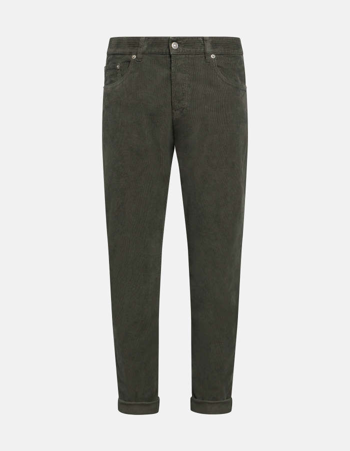 Icon slim-fit trousers in stretch velvet