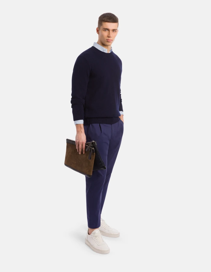 Ben carrot-cut trousers in cotton poplin and nylon