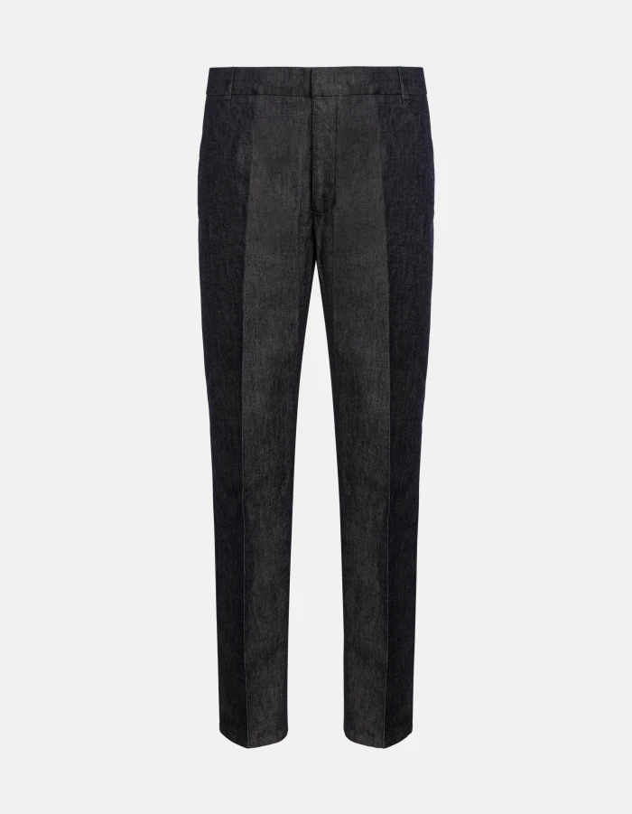 James loose-fit trousers in rigid silk denim