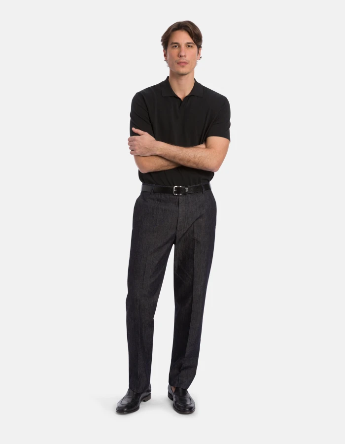 James loose-fit trousers in rigid silk denim