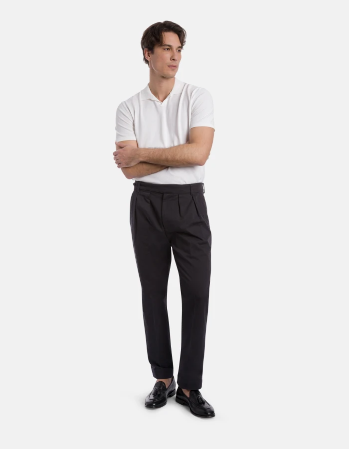 Matt regular-fit trousers in cotton gabardine
