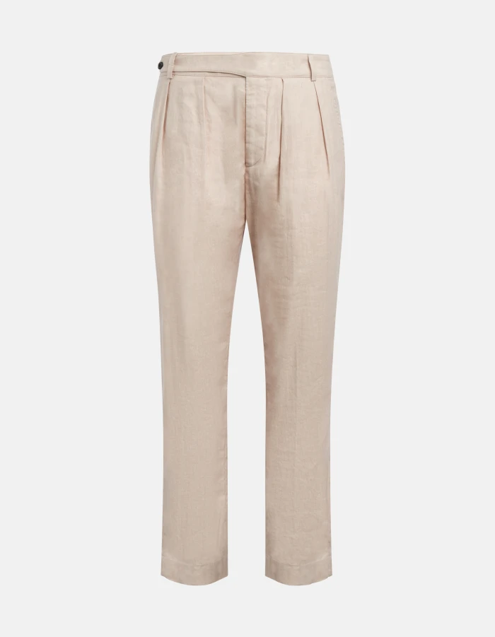 Matt regular-fit trousers in linen and cotton gabardine