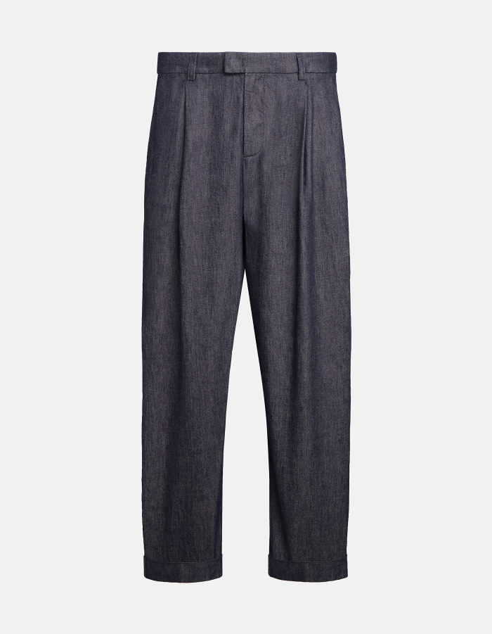 Mel loose-fit trousers in rigid silk denim