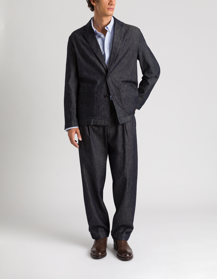 Mel loose-fit trousers in rigid silk denim