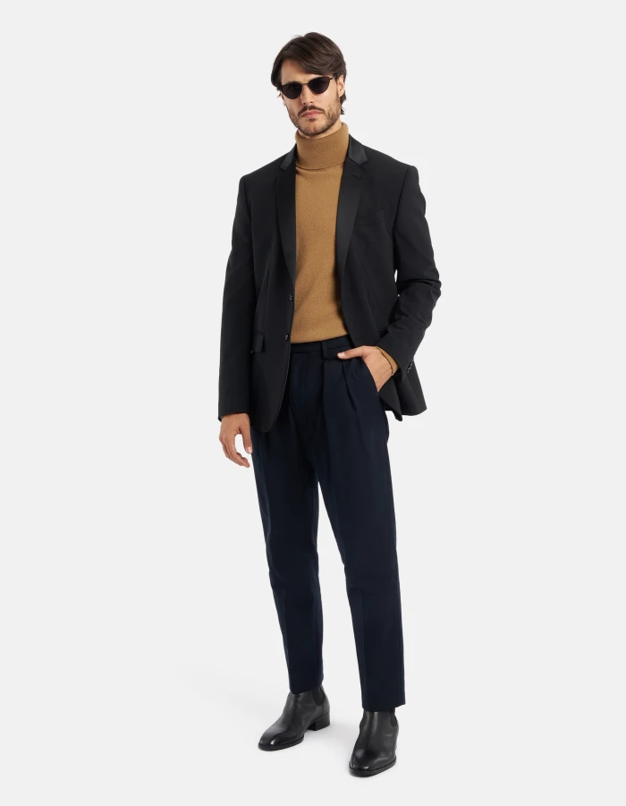 Pantaloni Nic loose in granité di lana e cotone