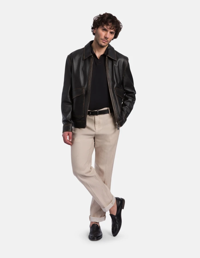 Gaubert relaxed regular-fit trousers in linen and cotton gabardine