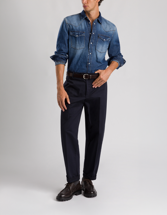 Mason loose-fit trousers in gabardine with a warm hand feel