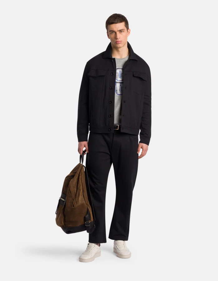 Loose-fit trousers in double cotton