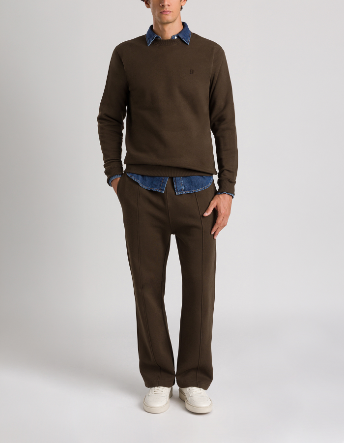 Regular-fit cotton fleece trousers