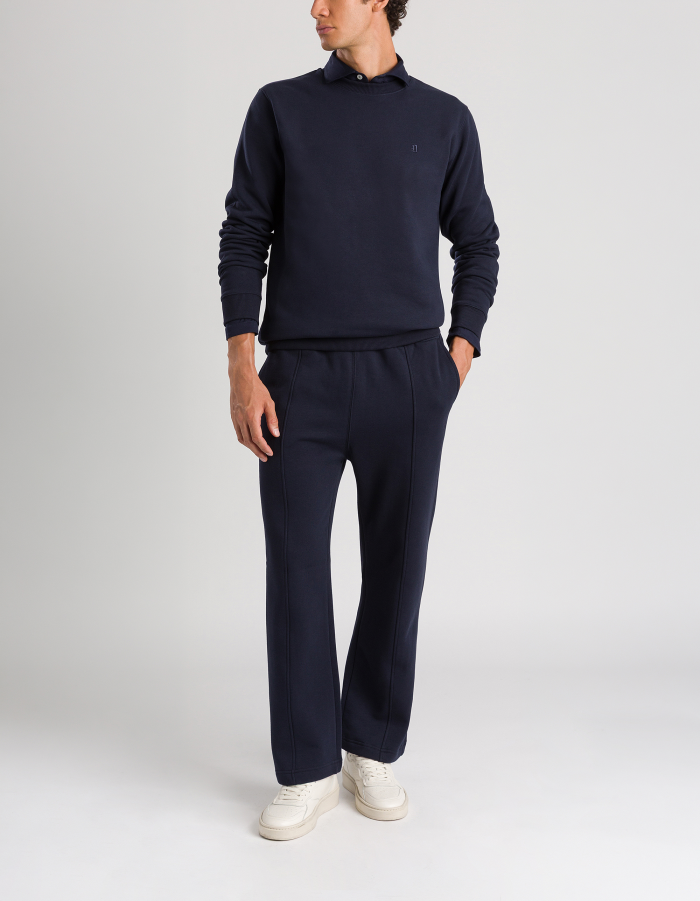 Regular-fit cotton fleece trousers
