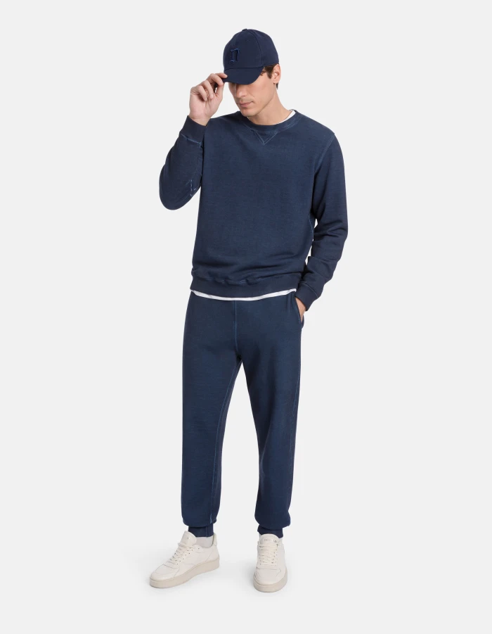 Regular-fit cotton fleece trousers