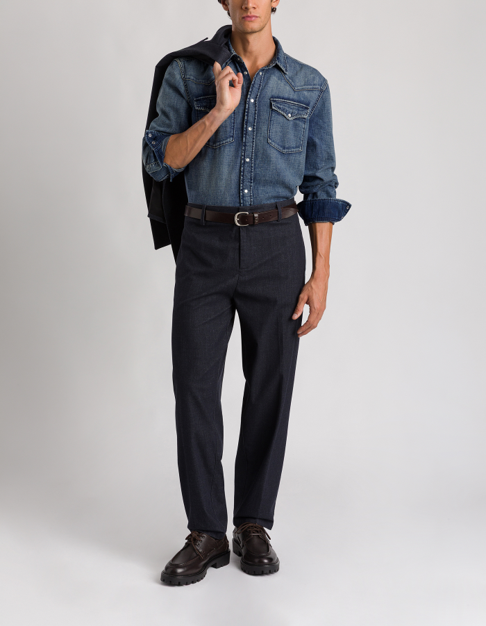 Asher loose-fit trousers in warm-feel cotton