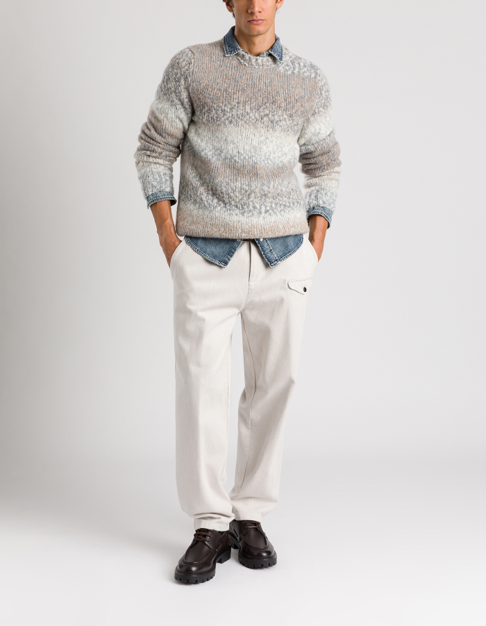 Chase loose-fit trousers in yarn-dyed gabardine