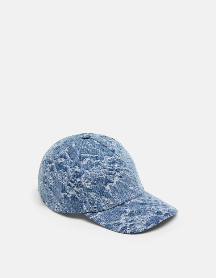 Baseball cap in jacquard denim