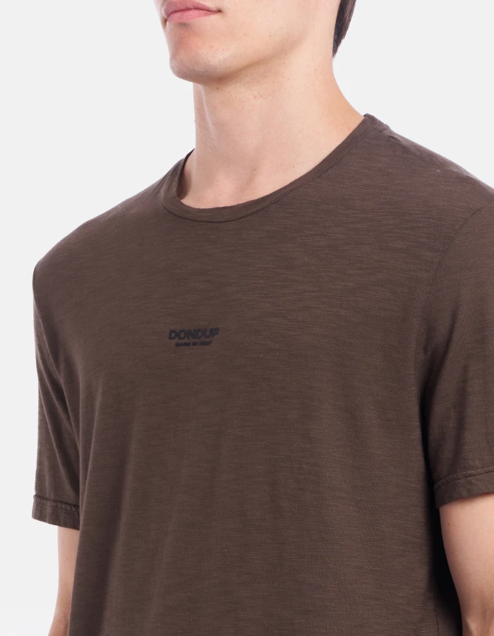 Regular-fit crew-neck T-shirt in slub jersey