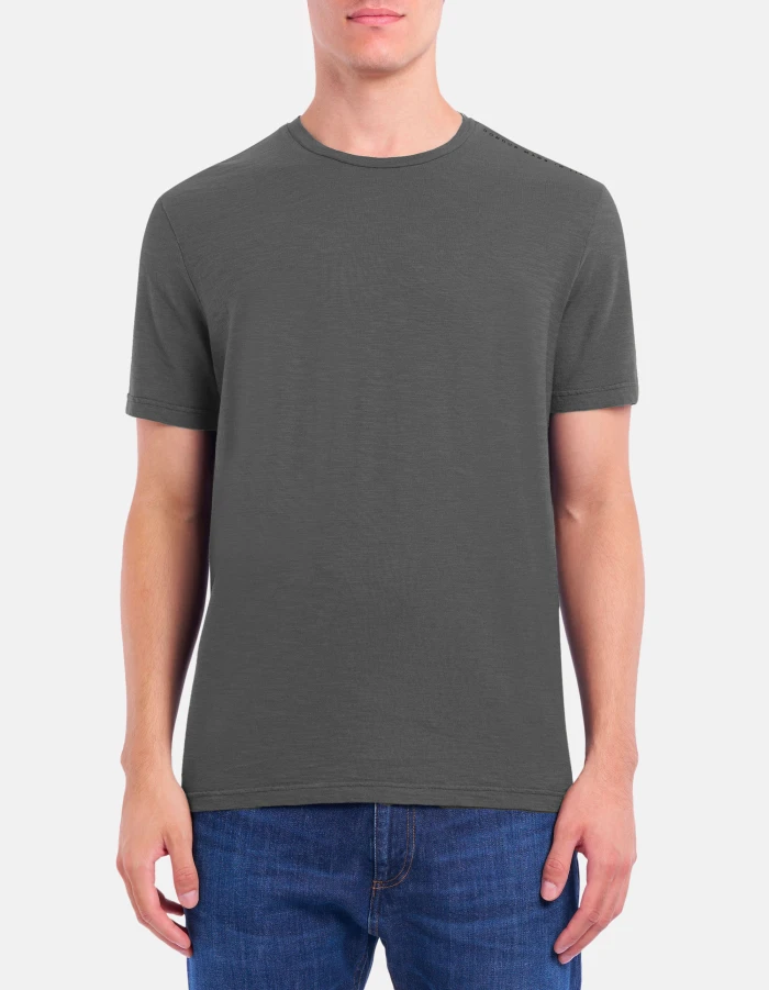 Regular-fit crew-neck T-shirt in slub jersey