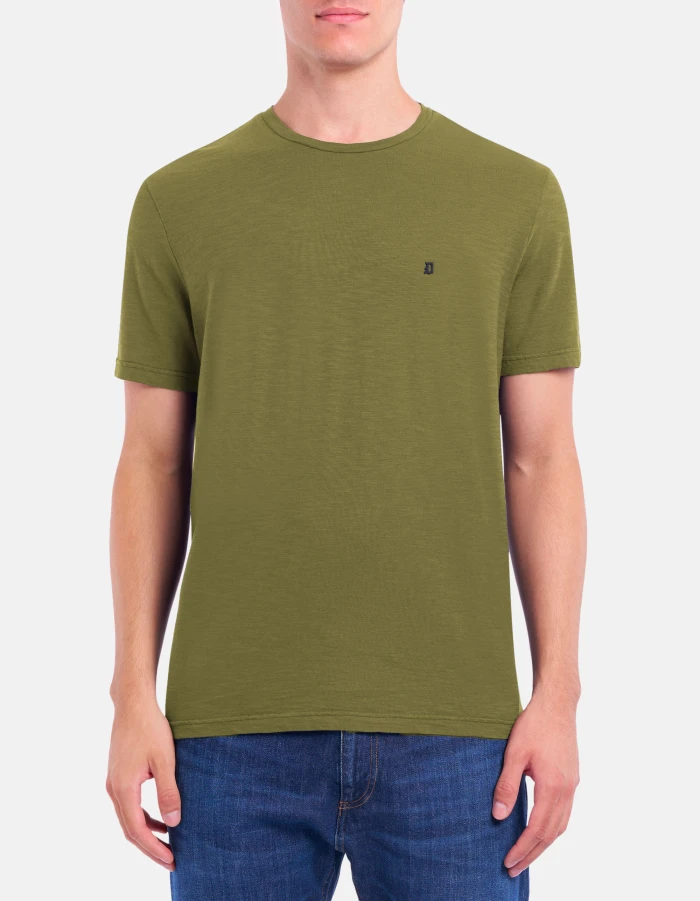 Regular-fit crew-neck T-shirt in slub jersey