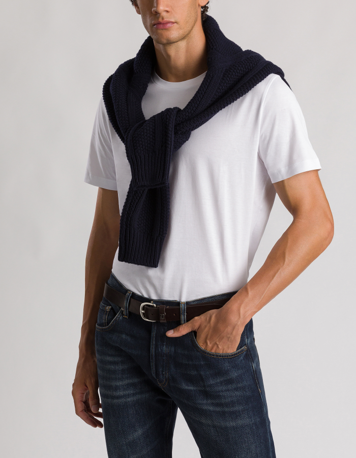 Regular-fit crew neck T-shirt in cotton jersey