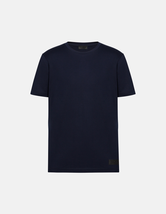 T-Shirt mit Rundhalsausschnitt in normaler Passform aus Baumwolljersey