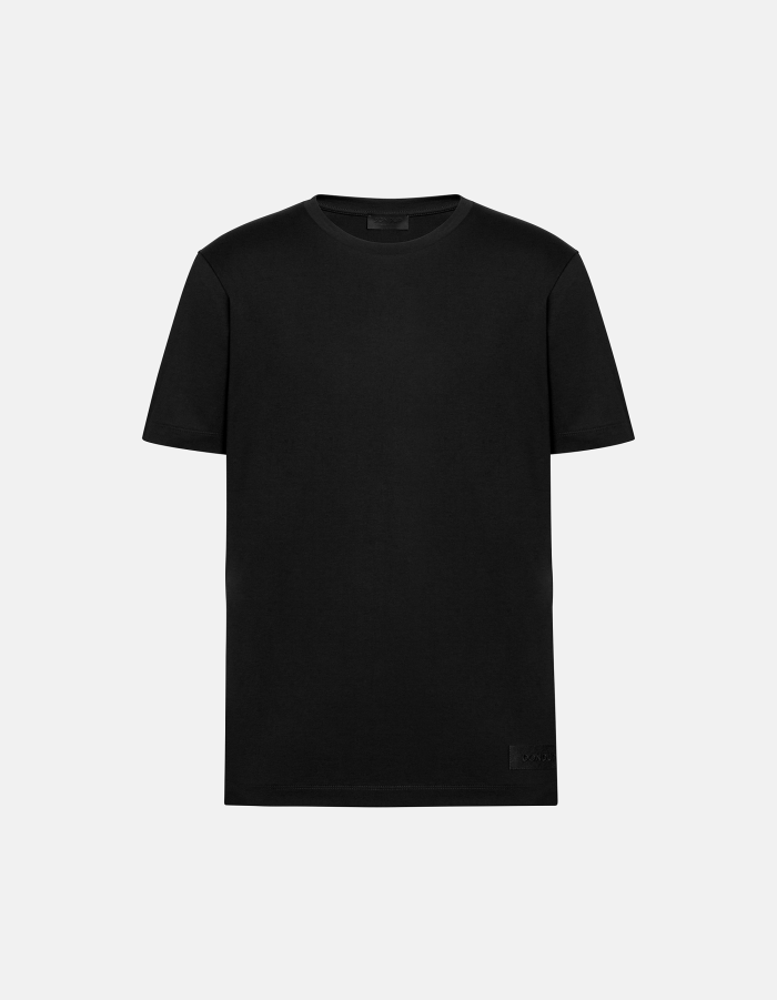 T-Shirt mit Rundhalsausschnitt in normaler Passform aus Baumwolljersey
