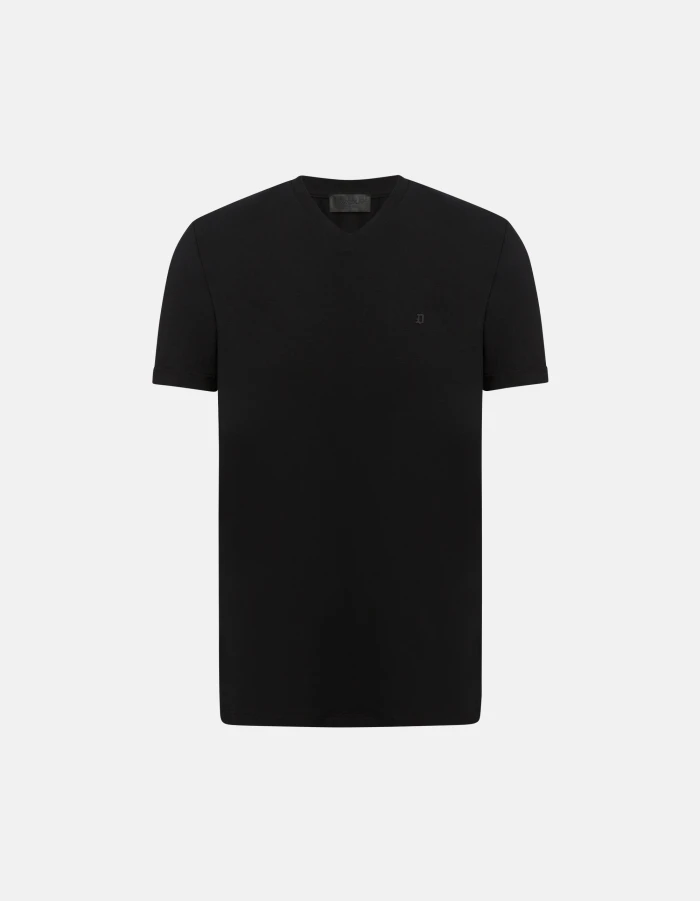 Slim-fit V-neck T-shirt in stretch jersey