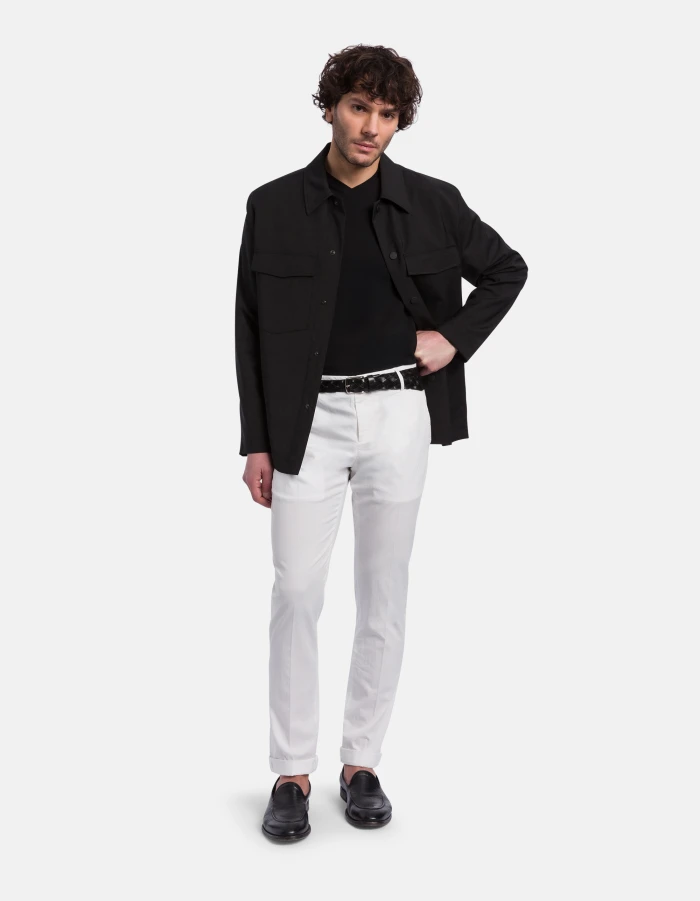 Slim-fit V-neck T-shirt in stretch jersey