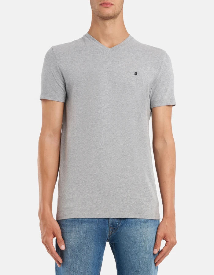 Slim-fit V-neck T-shirt in stretch jersey