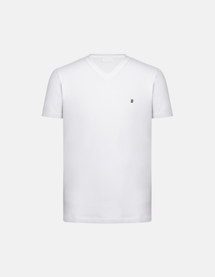 Slim-fit V-neck T-shirt in stretch jersey