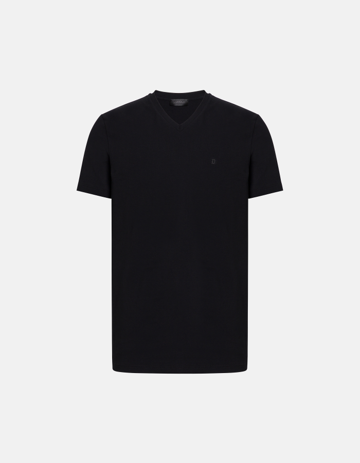 Slim-fit V-neck T-shirt in stretch jersey