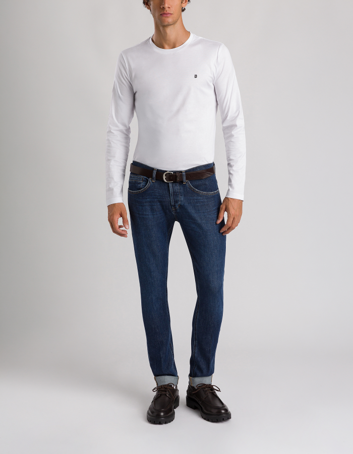 Regular-fit crew neck T-shirt in cotton jersey