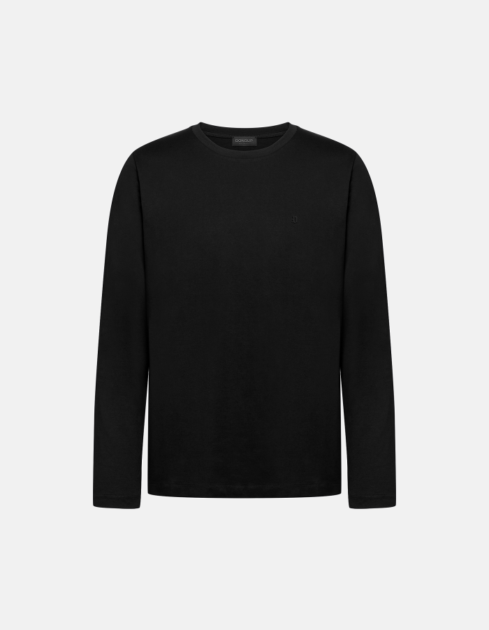 T-Shirt mit Rundhalsausschnitt in normaler Passform aus Baumwolljersey