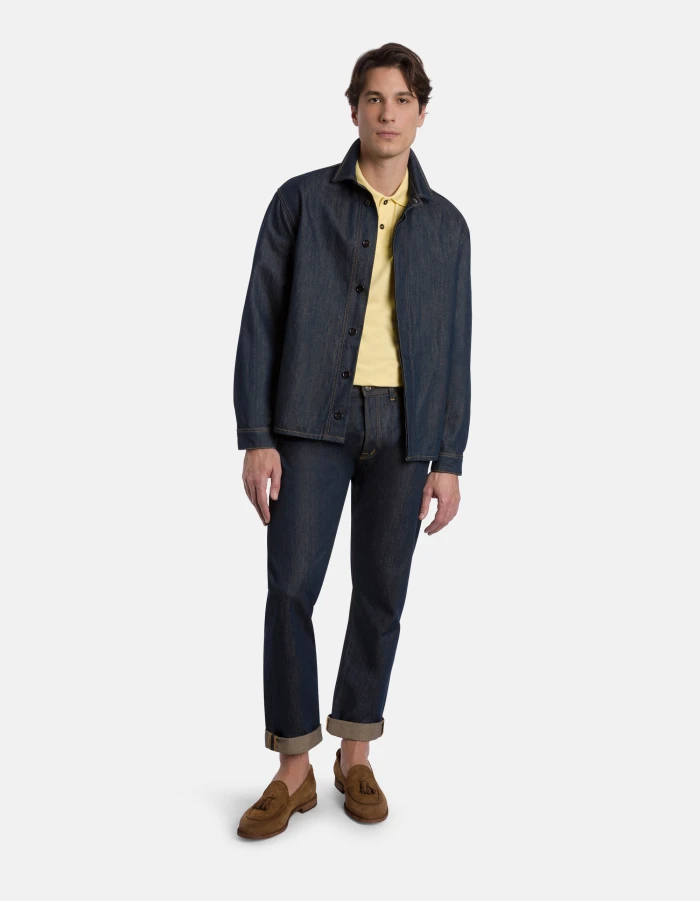 Regular-fit polo shirt in cotton and nylon