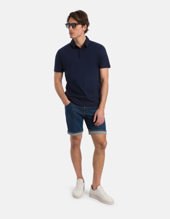 Regular-fit polo shirt in jersey slub