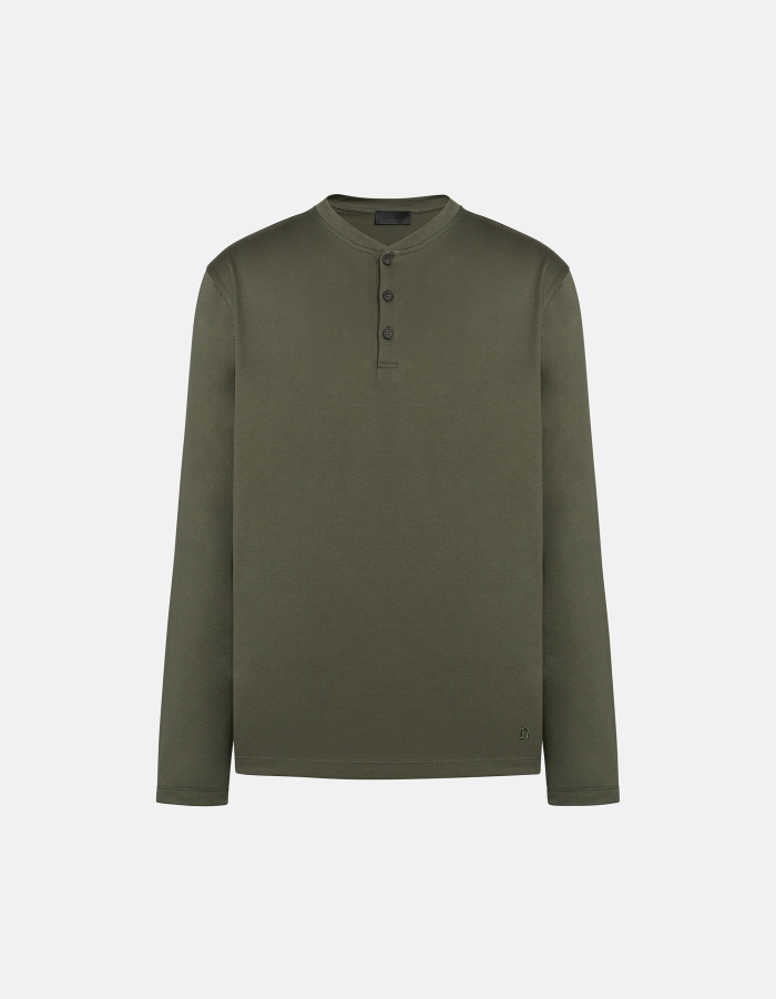 Regular-fit Henley top in cotton jersey