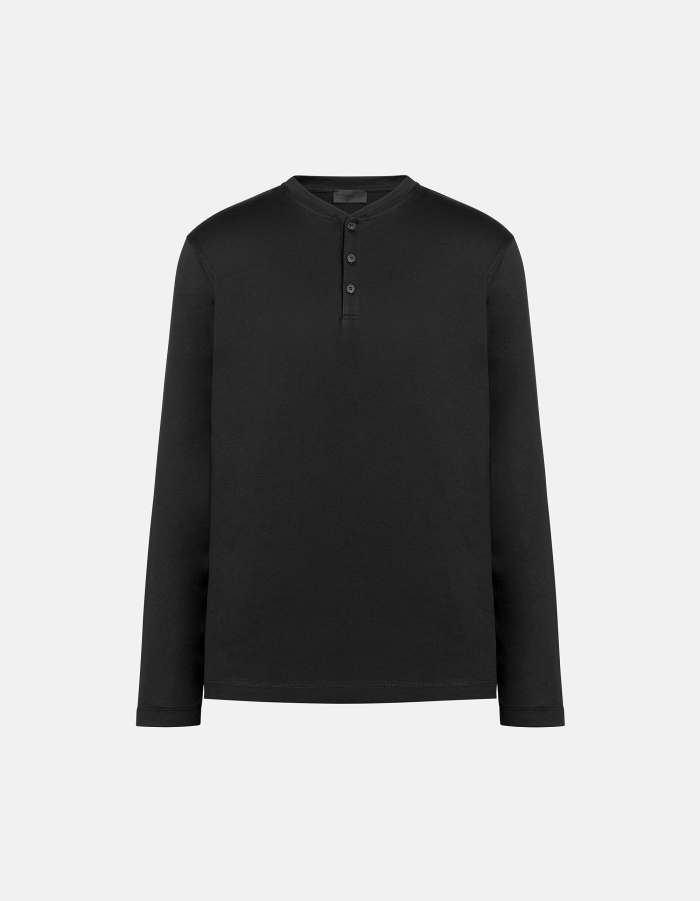 Regular-fit Henley top in cotton jersey