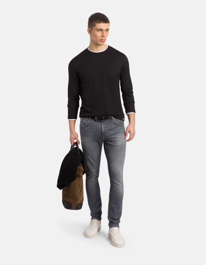 Regular-fit crew-neck T-shirt in jersey