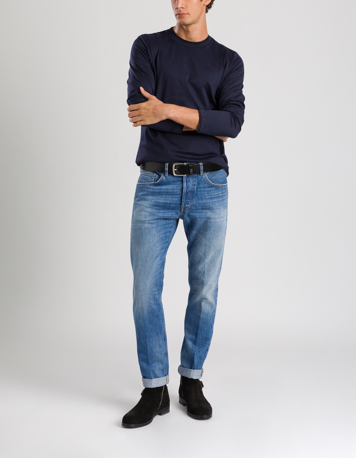 Regular-fit crew neck T-shirt in cotton jersey