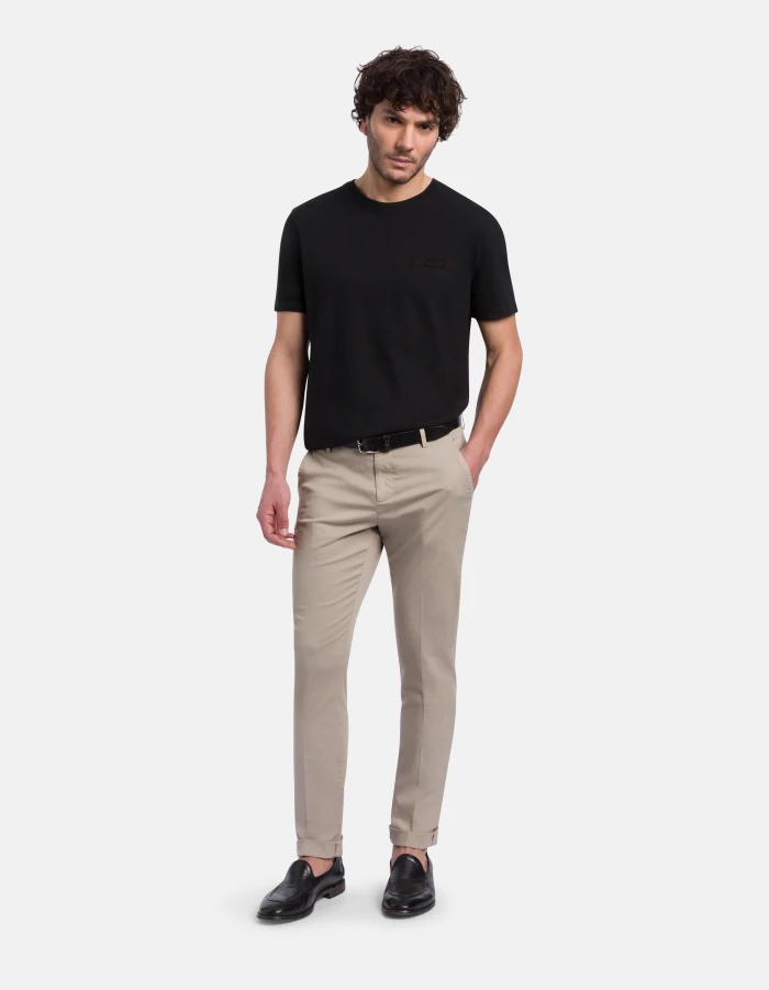 Regular-fit crew-neck T-shirt in slub jersey